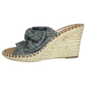 SUGAR Bluish Grey Canvas SGR Hundreds Wedge Slip On Espadrille Shoes Size 10M